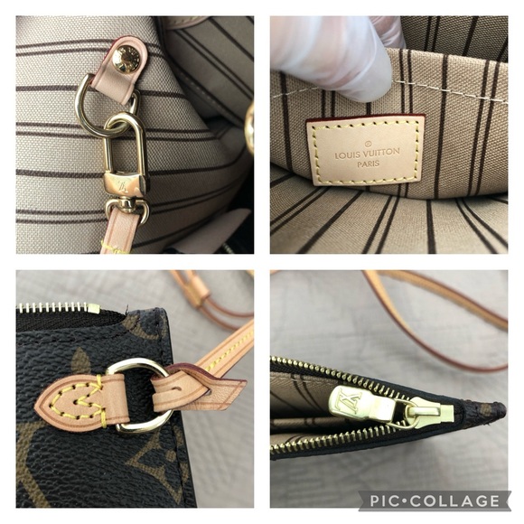 Louis Vuitton Neverfull MM Tote coated fabric cowhide leather trim Shoulder Bag - Picture 14 of 17